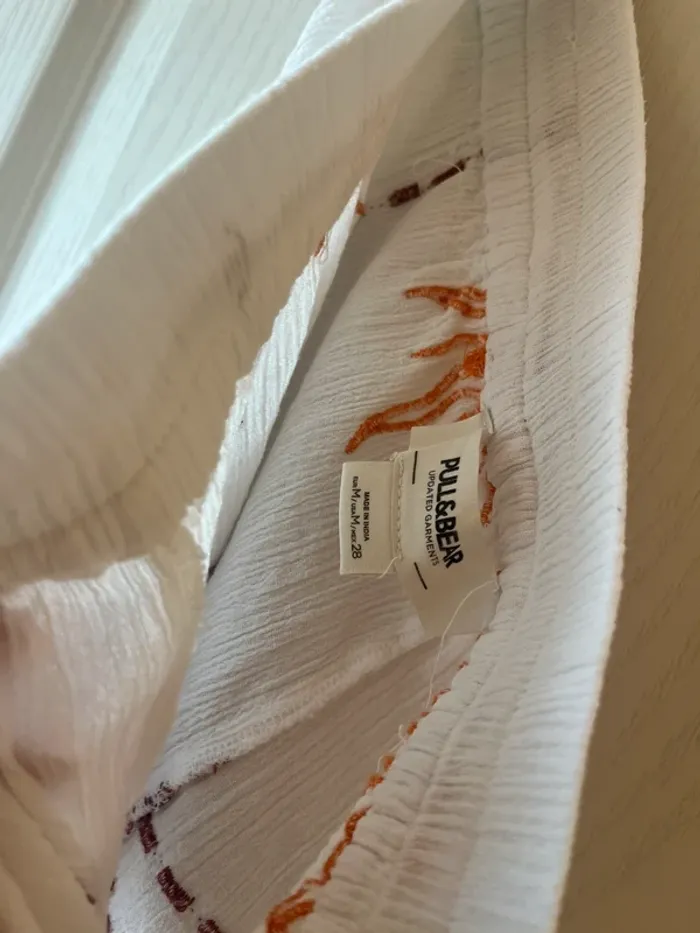 pantalon blanc soleil orange pull and bear - photo numéro 3