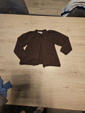 Gilet classique brun foncé, à manches longues, laine/cachemire, Buissonnière, 8 ans