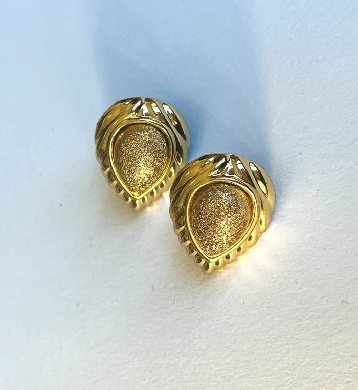 Boucles d’oreilles vintage fantaisie dorées à clips années 80 👂 - photo numéro 2