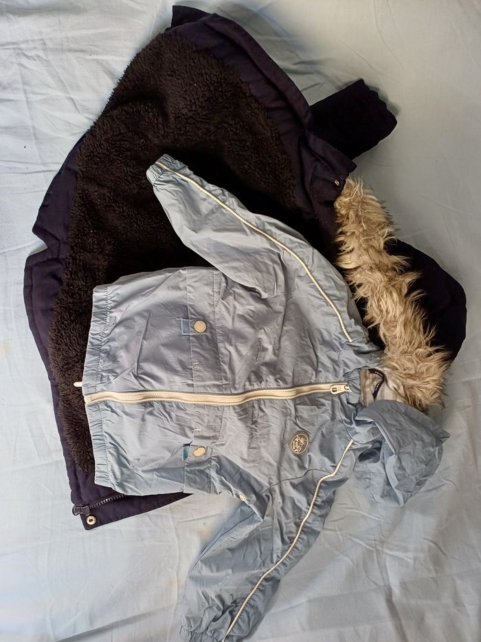 Lot parka bleu marine 18 mois et veste bleu ciel 92 cm - photo numéro 5