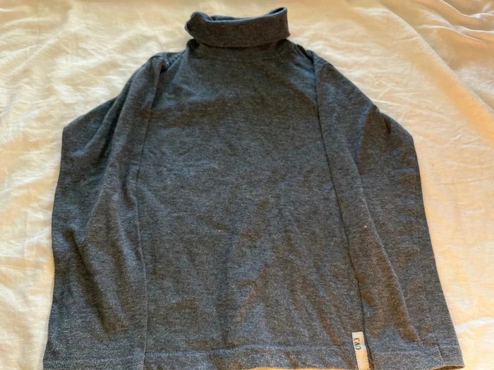 T shirt manche longue col roulé bleu chiné