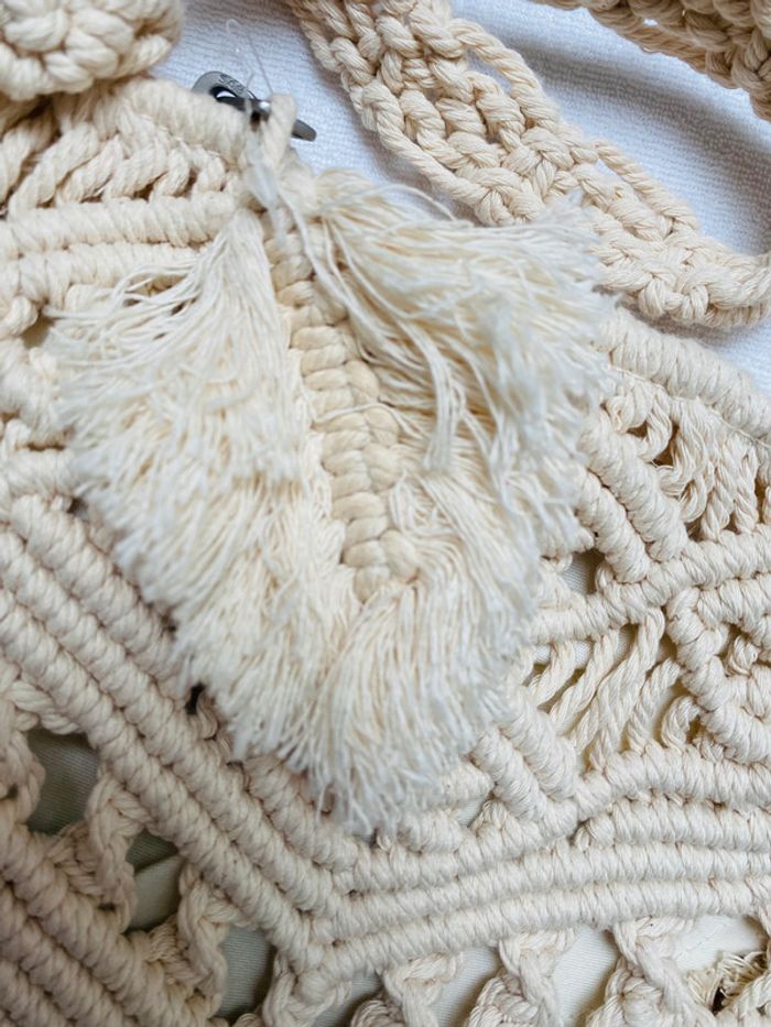 Sac à bandoulière macramé coton et tissu Roxy - photo numéro 7