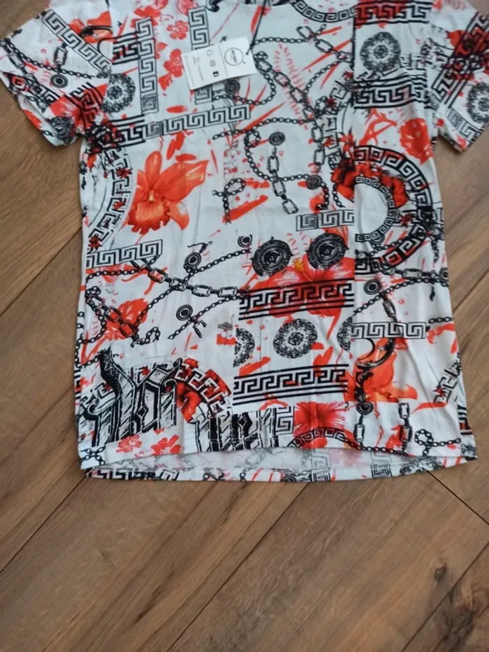 Tee shirt orange et blanc homme L droit - photo numéro 3