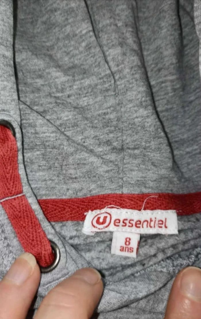 pull sweat à capuche gris 8 ans U essentiel - photo numéro 2