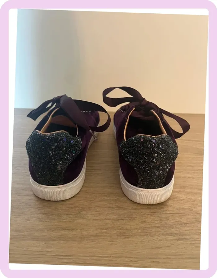 Baskets violettes effet velours à paillettes – Bons Baisers de Paname - Pointure 36 - photo numéro 5
