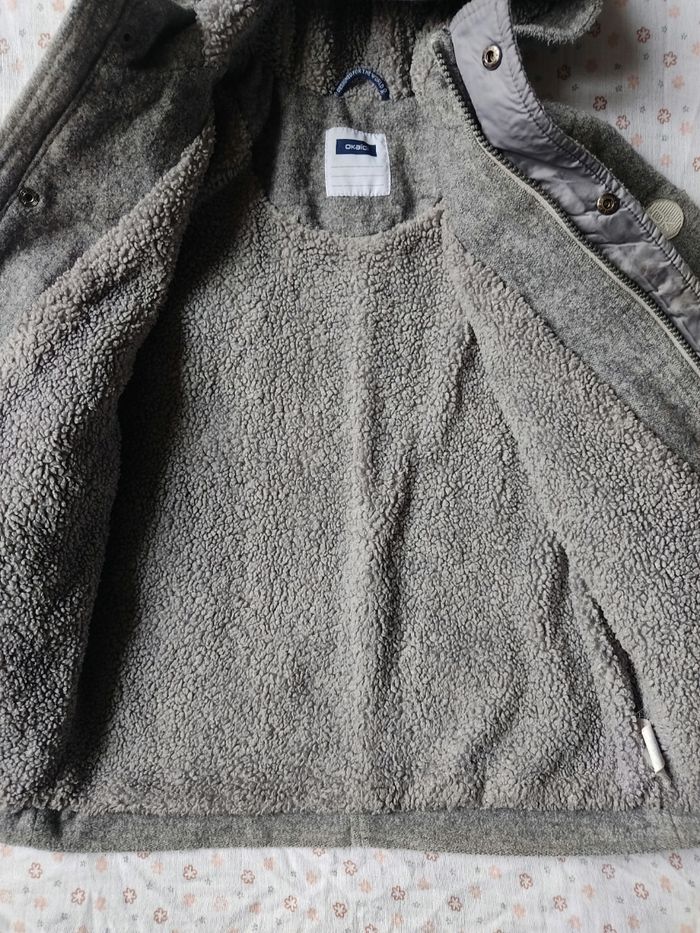 Manteau laine bouillie gris Okaïdi - Taille 6 ans - Très bon état - photo numéro 7