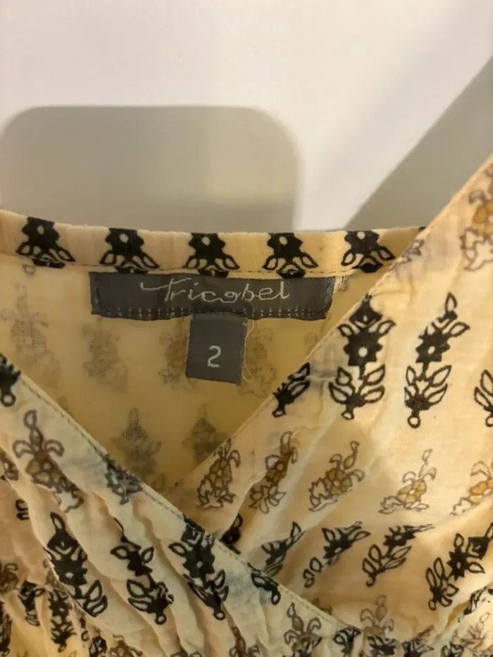 Robe imprimée bohème beige et noire – Taille 38 - photo numéro 2