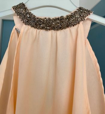 Haut rose poudré encolure américaine perles taille XS