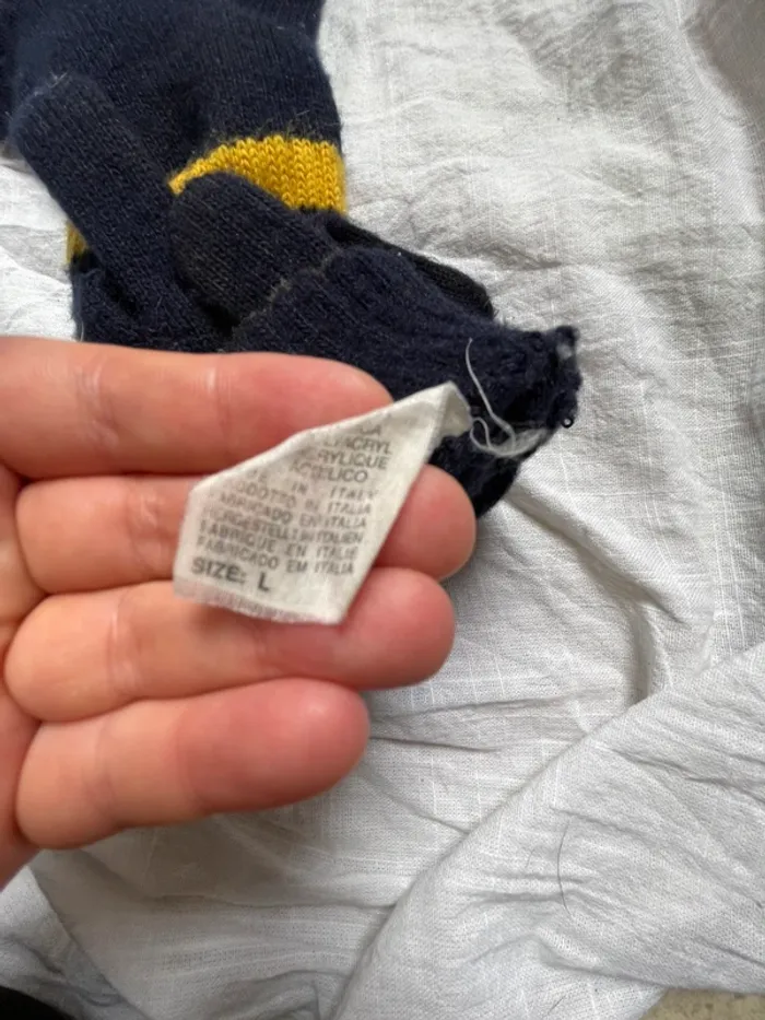 Gants Levi’s en laine – Taille L – Bleu marine & jaune - photo numéro 2