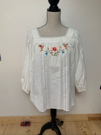Blouse écru manches 3/4 taille 38