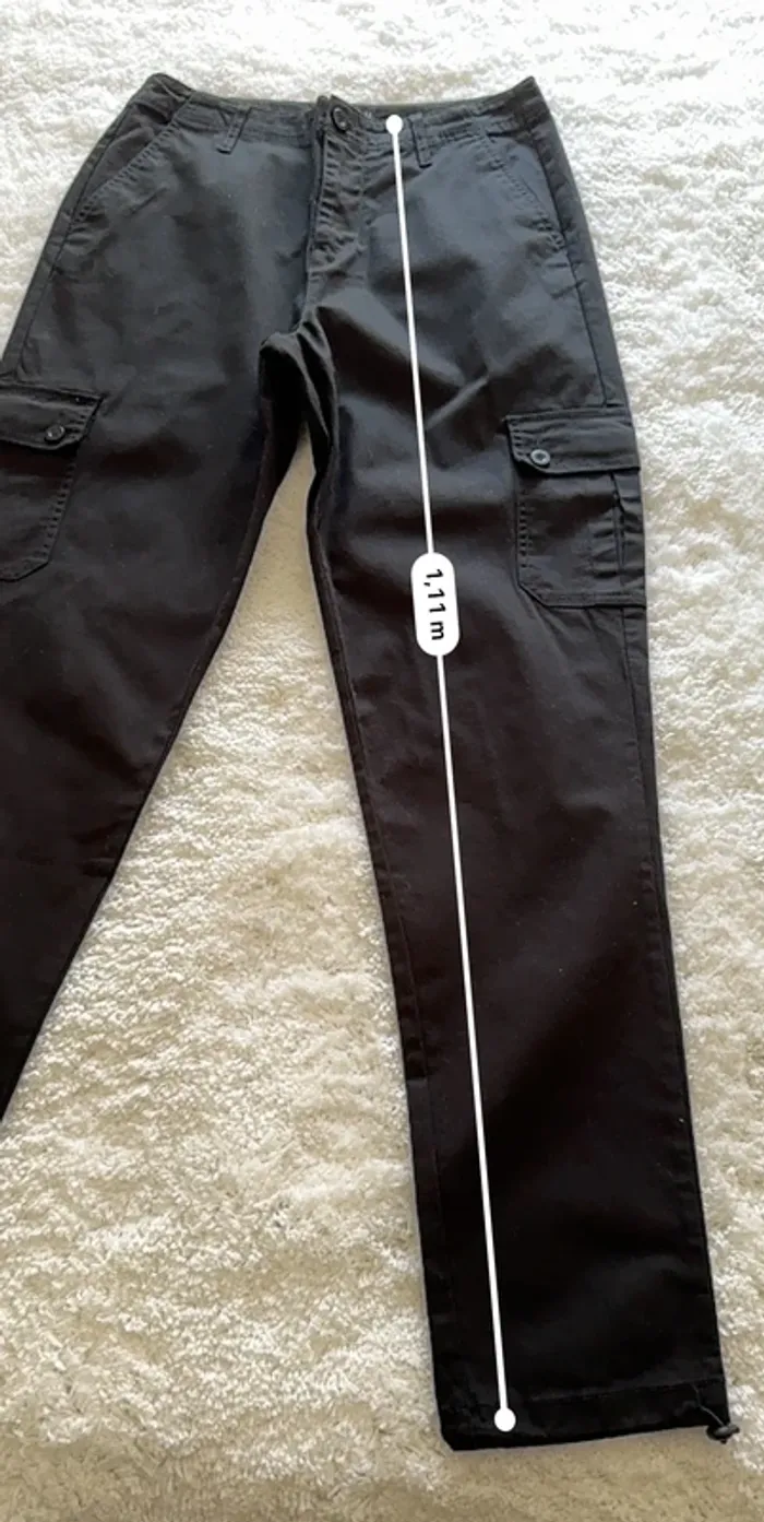 Pantalon cargo noir ASOS Design homme – Taille 38 FR W30 L34 – Longueur longue – Coton stretch - photo numéro 8