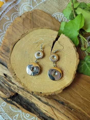 Support boucles d'oreilles double pour boutons pressions 12mm et 18mm