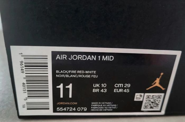 Air jordan 1 mid bred toe - photo numéro 8