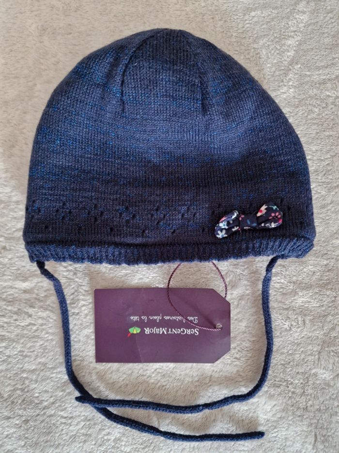 Ensemble bébé bonnet + moufles marine Sergent Major T1 (neuf 🏷) - photo numéro 2