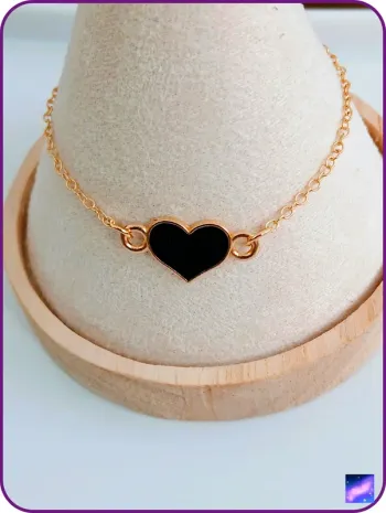 Bracelet cœur noir doré inspiration Lou.Yetu Zag Mile Mila