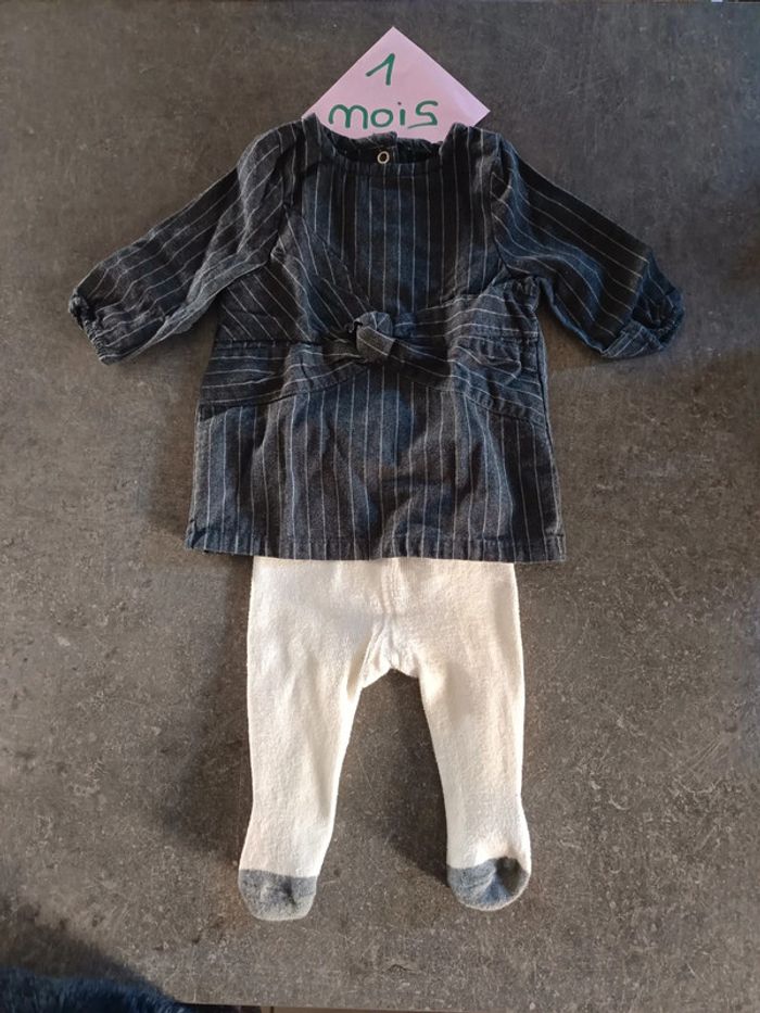 Ensemble gilet robe collants 1 mois - photo numéro 2