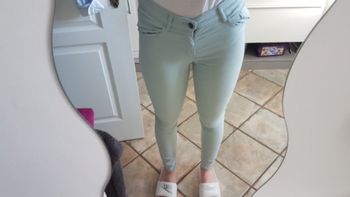 Jean slim bleu turquoise