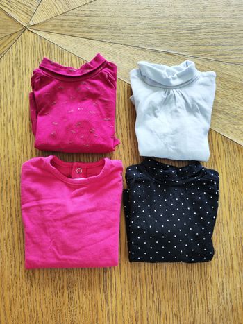 Lot tee-shirt hiver manches longues 3 mois rose noir