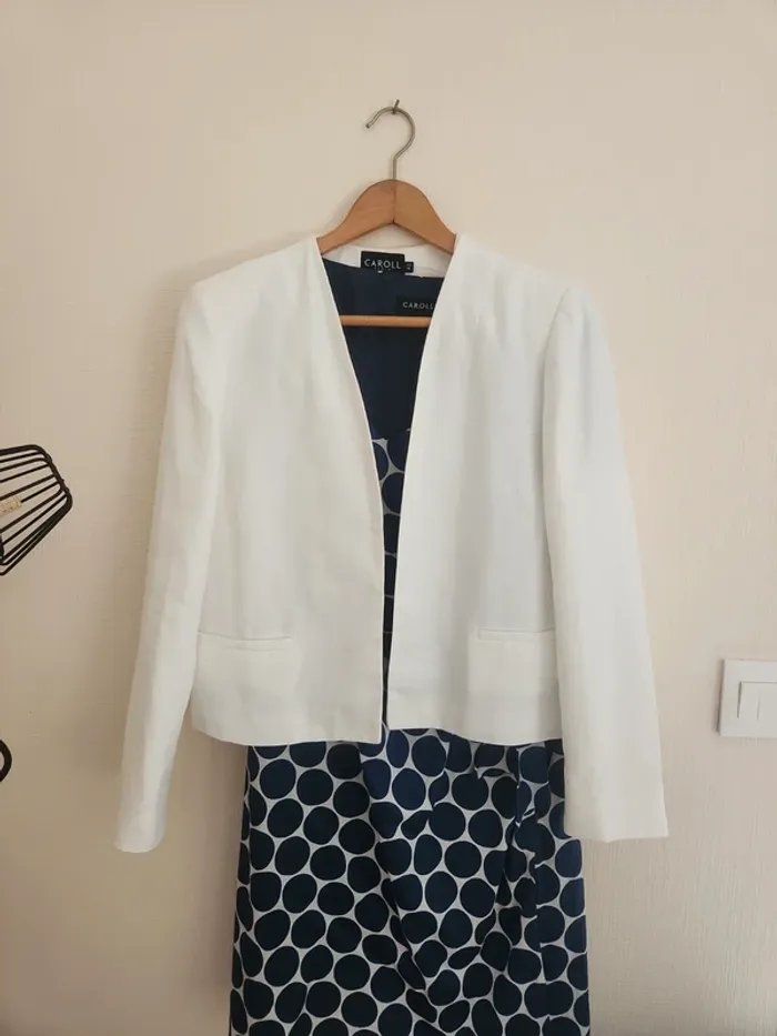 Blazer blanc crème en lin chic Caroll 42