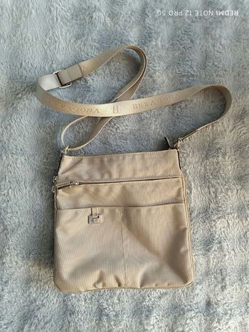 pochette- sacoche beige Hexagona multi-poches