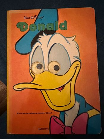 1978 Livre carton ancien vintage Hachette Walt Disney Donald mes premiers albums animés yeux