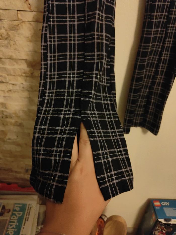 Pantalon noir quadrillé mauve H&M - photo numéro 3