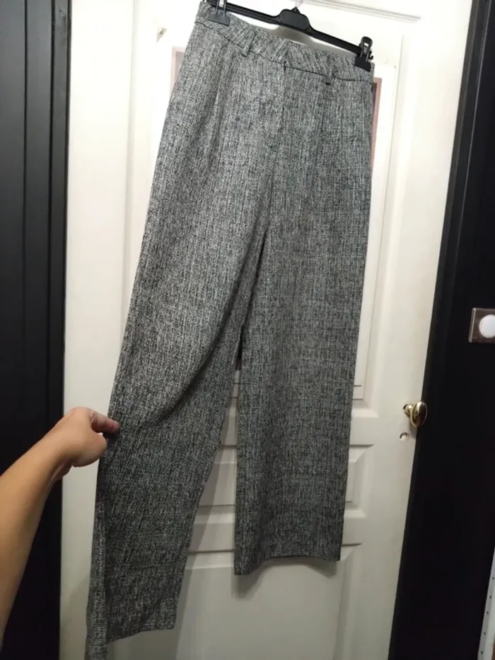 Pantalon Vila T38 – maille épaisse, coupe large oversize gris chiné - photo numéro 10