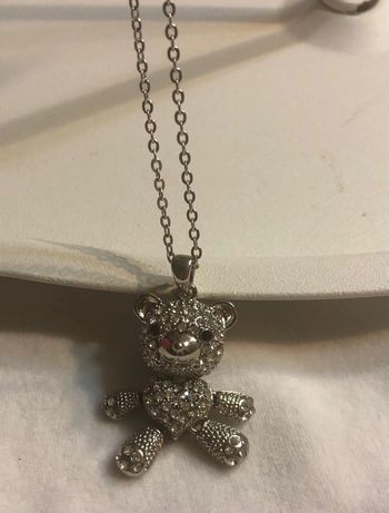 Collier pendentif chat argenté brillant neuf