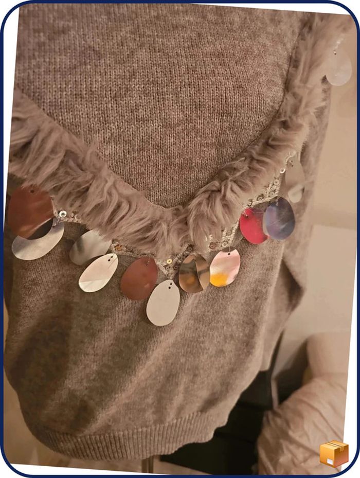 Pull chic gris avec "guirlande" 42 - photo numéro 2