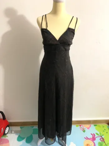 Robe longue fluide Camaïeu XS – Noir & Marron