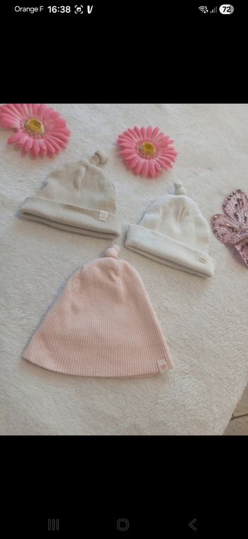 Lot de 3 bonnets naissance 
