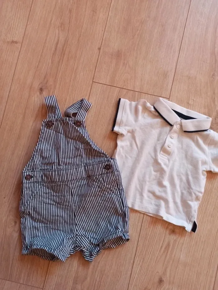 Ensemble salopette short et polo