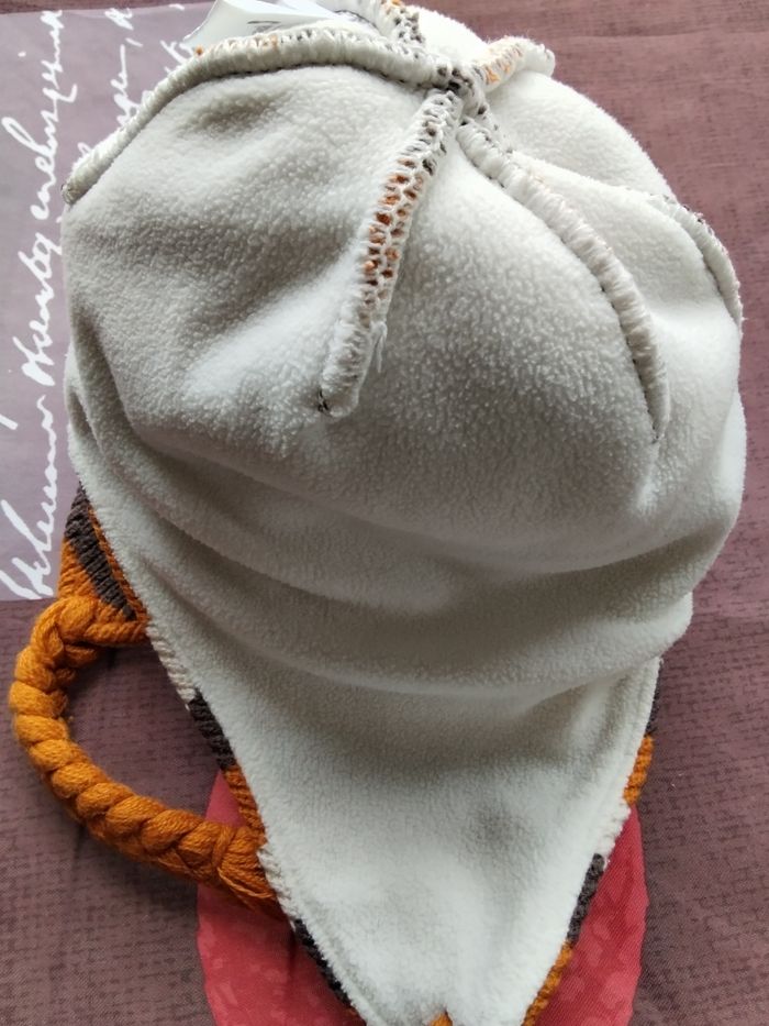 Bonnet orange/beige/marron - photo numéro 4