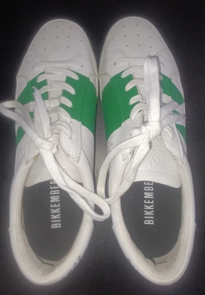 Sneakers cuir blanc/vert Bikkembergs