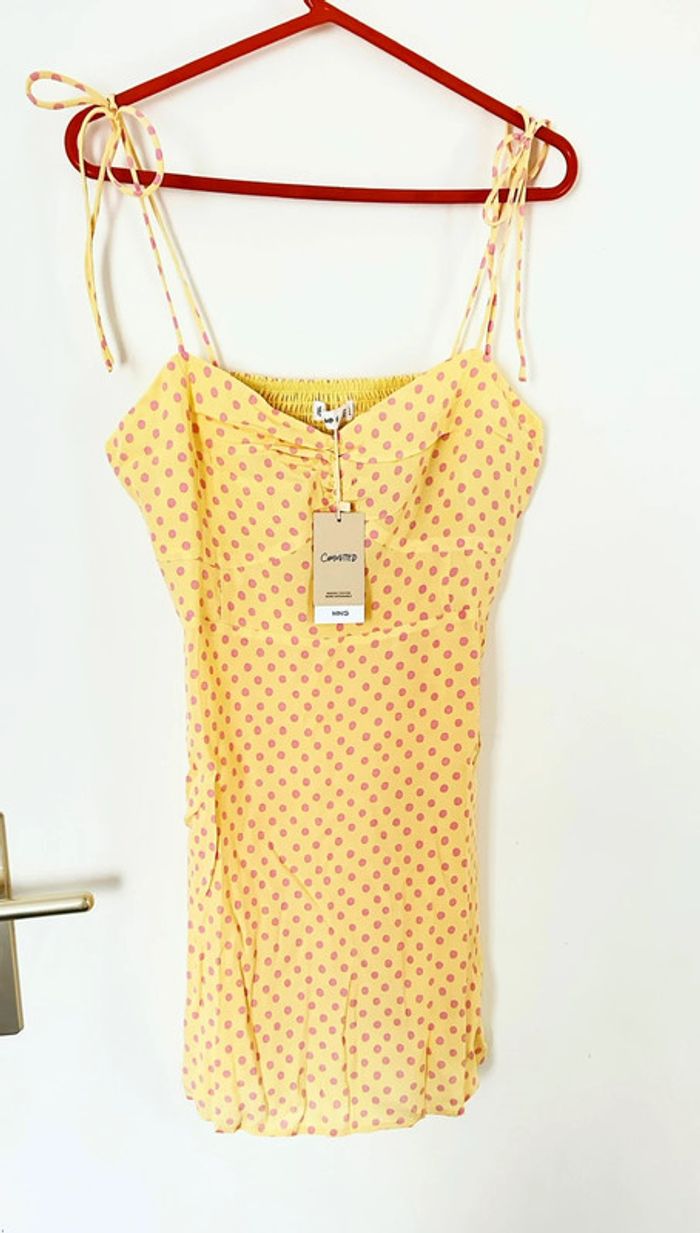 Robe courte jaune à pois - Mango
