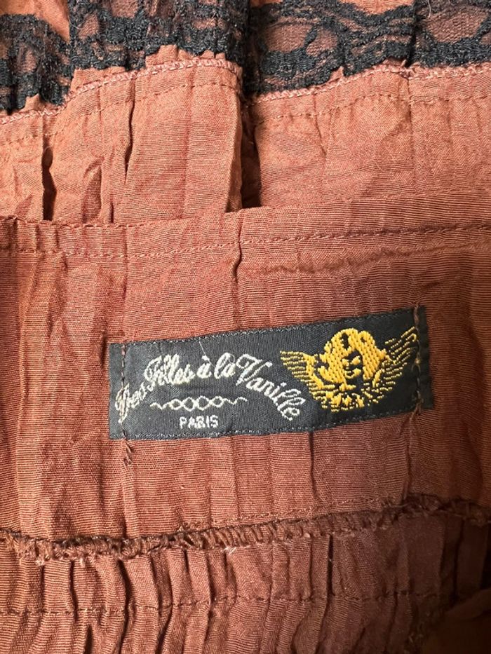 Jupe midi marron dentelle Witchy Fairygrunge vintage made in France 🇫🇷 90s - Taille S - photo numéro 8