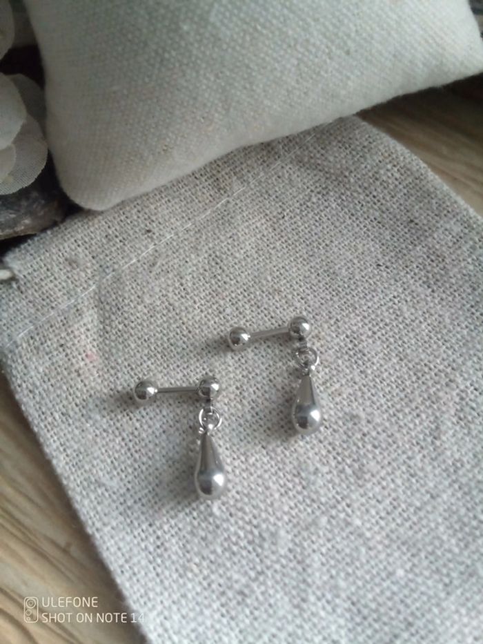 Boucles gouttes gouttes argentées - photo numéro 2