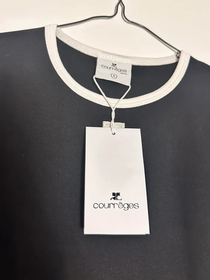 T short manches courtes courrèges noir blanc - photo numéro 2