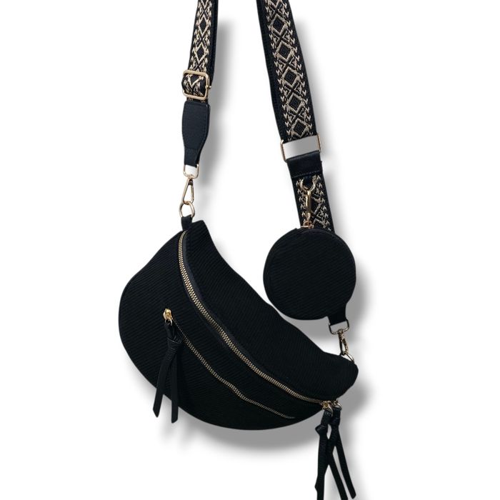 Grand sac banane en velours - Noir - photo numéro 3