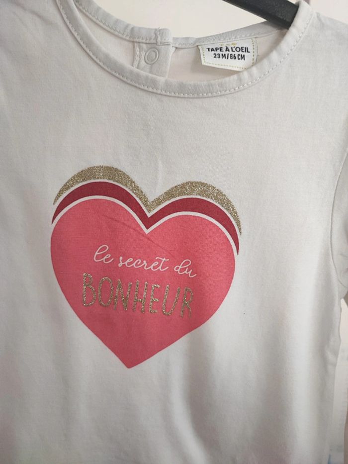 T-shirt manches longues blanc taille 23 mois - photo numéro 3