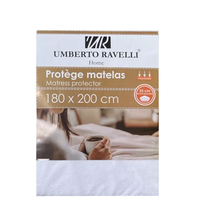 Protège-matelas Umberto Ravelli 180×200 cm +25 cm – Imperméable et extensible Neuf - photo numéro 1