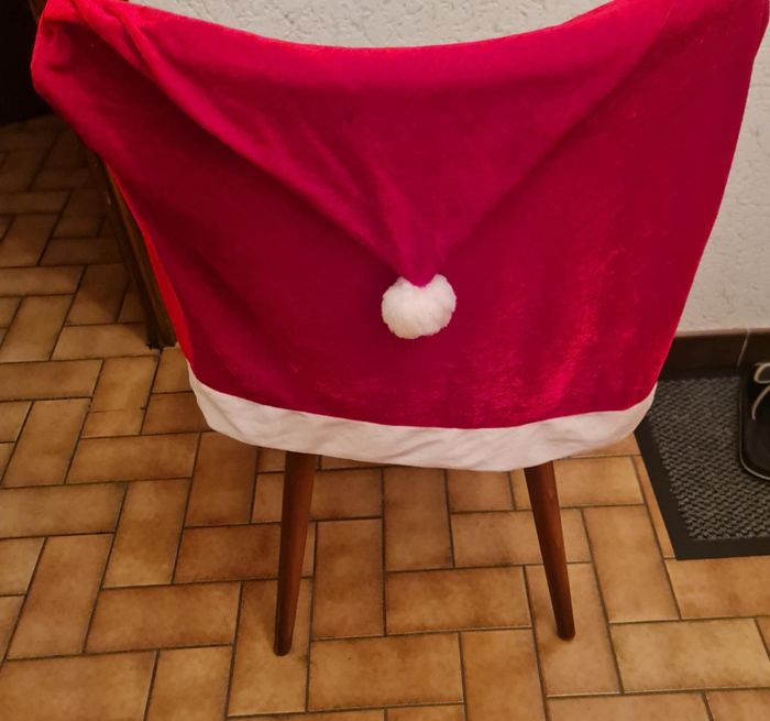 6pcs Housse dossier chaise bonnet père Noël 🎅 - photo numéro 5