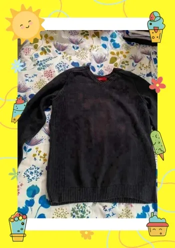 Pull ras de cou col v noir Celio L