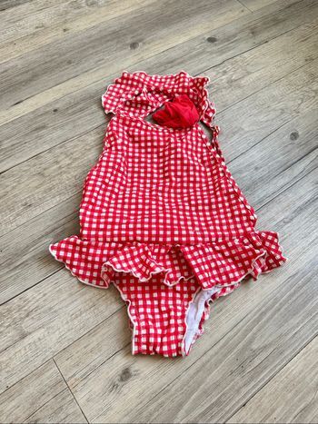 Maillot de bain une pièce Vichy rouge Nanos 5 ans fille