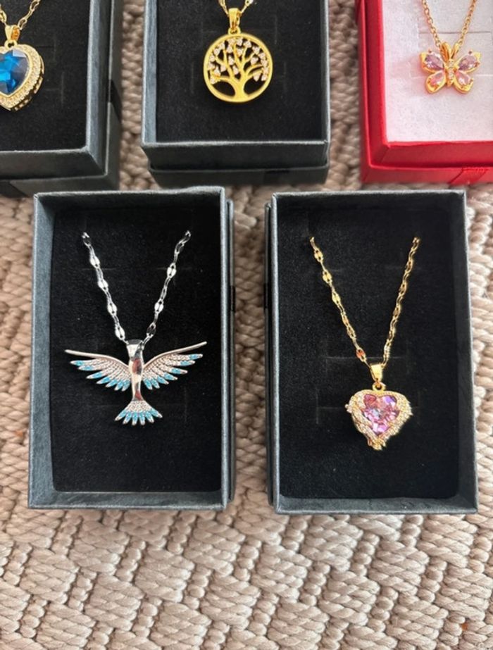 Coffret cadeau collier acier inoxydable boîte noeud bijoux cadeau - photo numéro 2