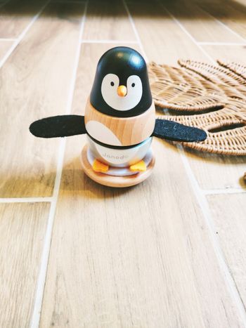 🐧Pinguin culbuto en bois et feutrine à empiler et trier marque Janod