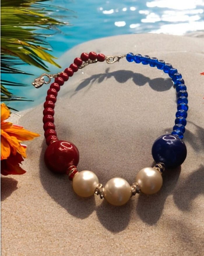 Collier ras de cou bleu blanc rouge - photo numéro 5