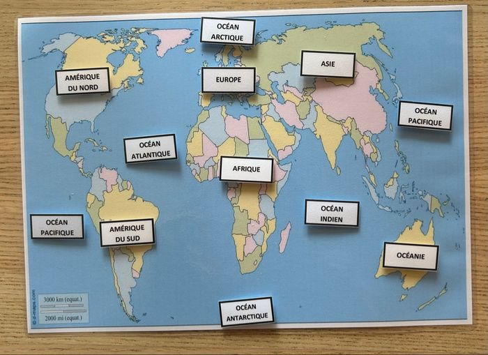 Fiche Montessori : Les continents et les océans - photo numéro 1