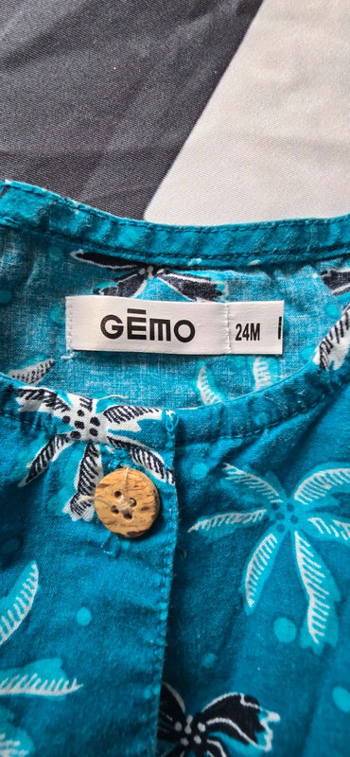 Adorable Robe Bébé Bleue avec Motifs palmiers ! - photo numéro 4