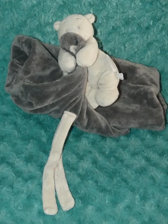 Doudou couverture ours Noukie's beige gris 🐻 tbe - photo numéro 3